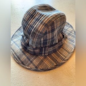 Plaid blue Irish Crushable Hat lined with Remay by Du pont